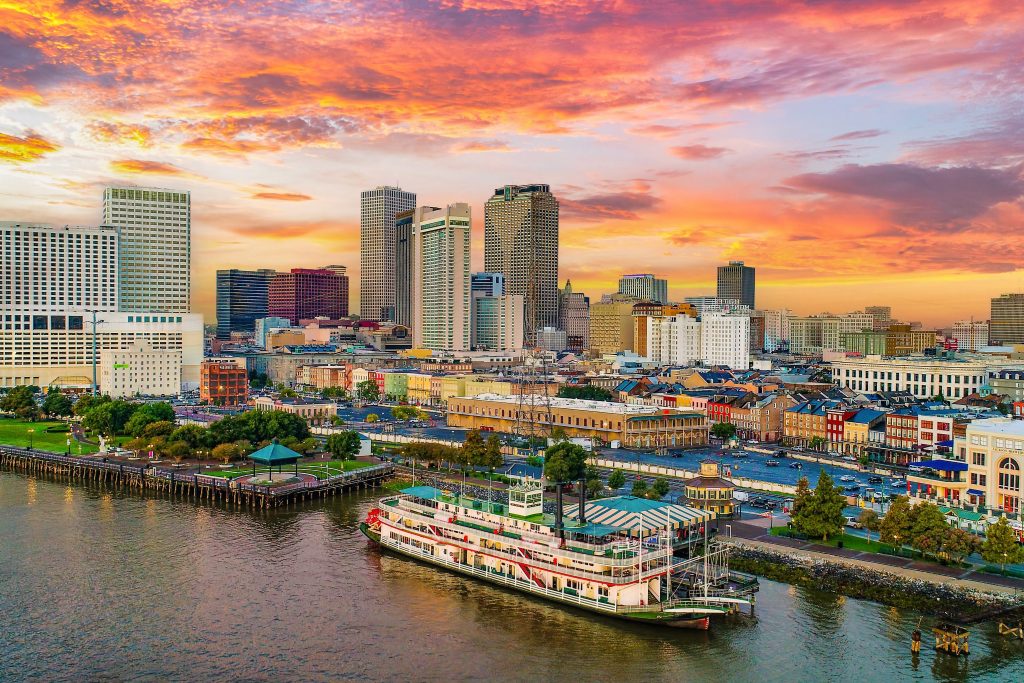 New Orleans Louisiana Downtown Drone Skyline Aerial